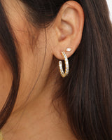 Heiress Hoops 1' Gold White Diamondettes - Beau Kisses