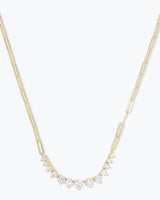 Not Your Basic Graduated Samantha Tennis Necklace Gold White Diamondettes - Beau Kisses