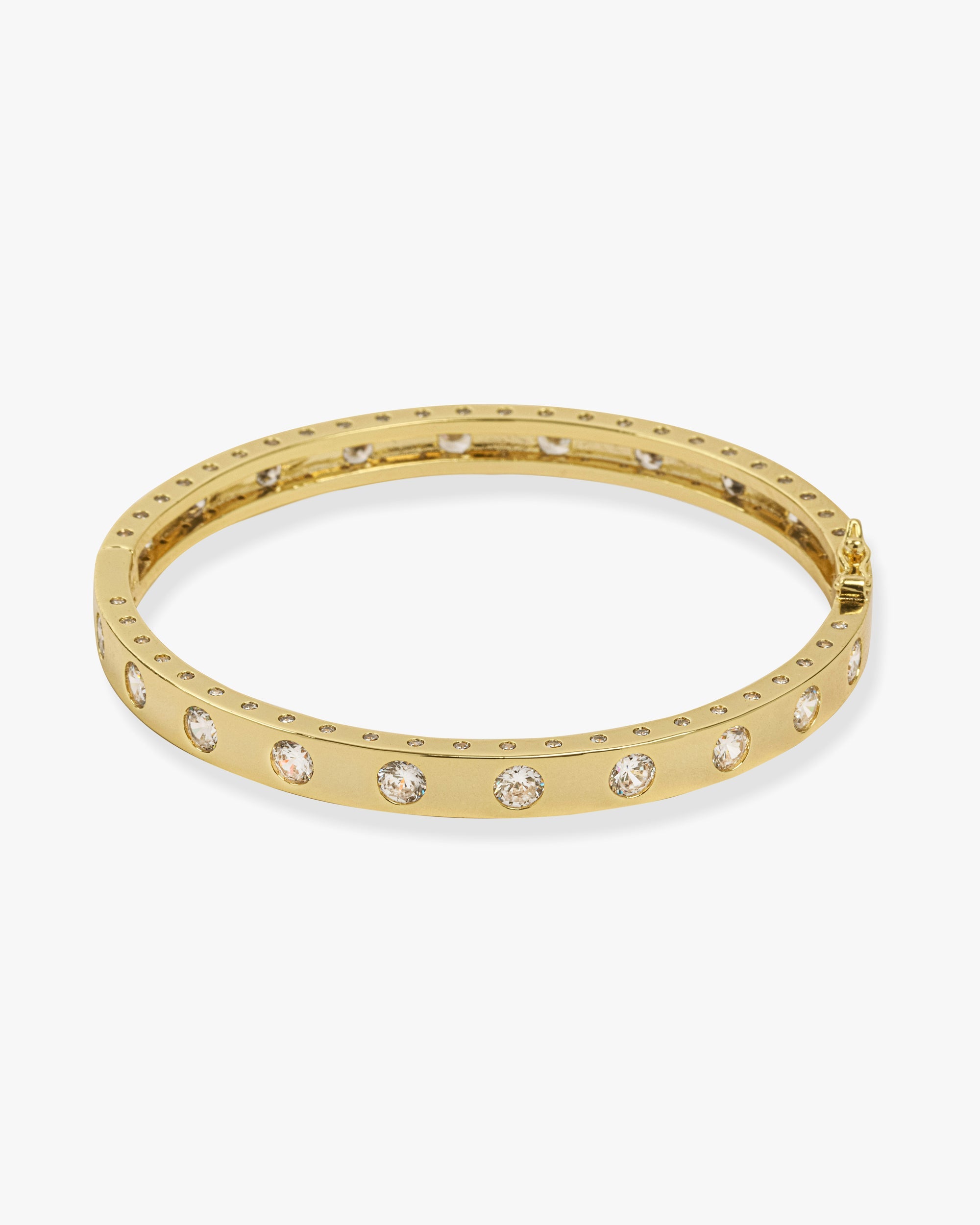 Ashley Hinge Cuff Gold and White Diamondettes