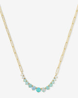 Not Your Basic Graduated Ombre Samantha Tennis Necklace Gold Blue Opal - Beau Kisses