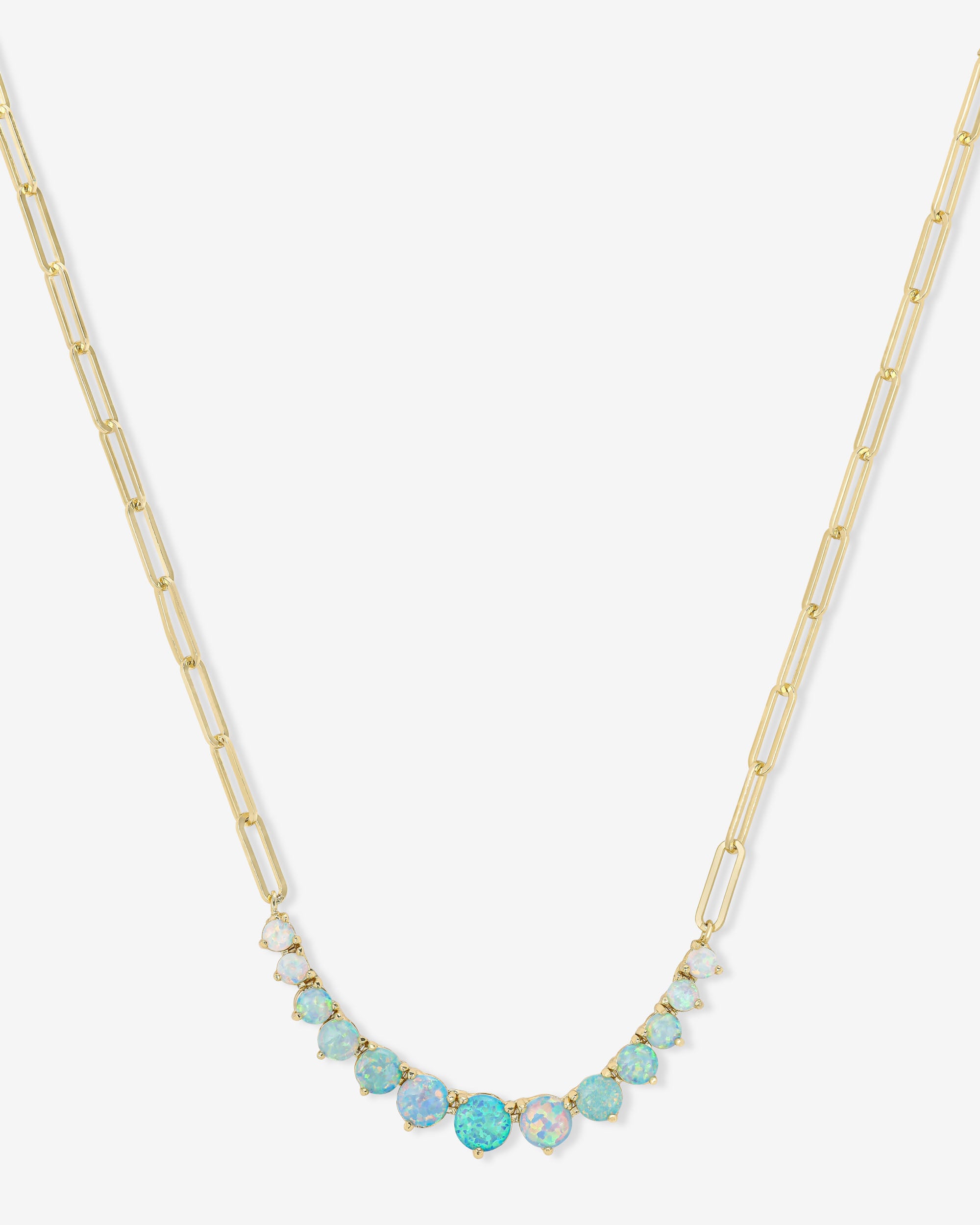 Not Your Basic Graduated Ombre Samantha Tennis Necklace Gold Blue Opal - Beau Kisses