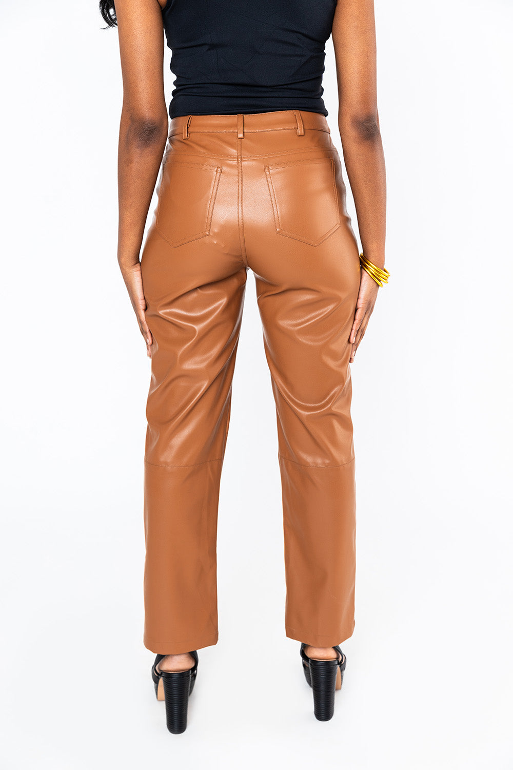 Gomez Vegan Leather Pants Camel