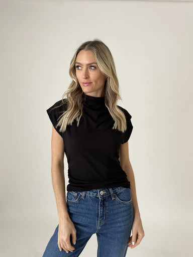 Zoe Mock Neck Layering Top Black - Beau Kisses