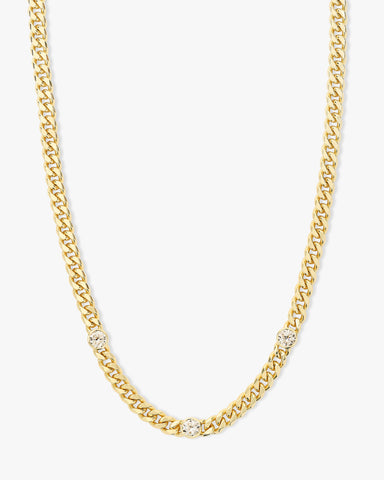 Julian Triple Diamond Cuban Chain Necklace - Beau Kisses