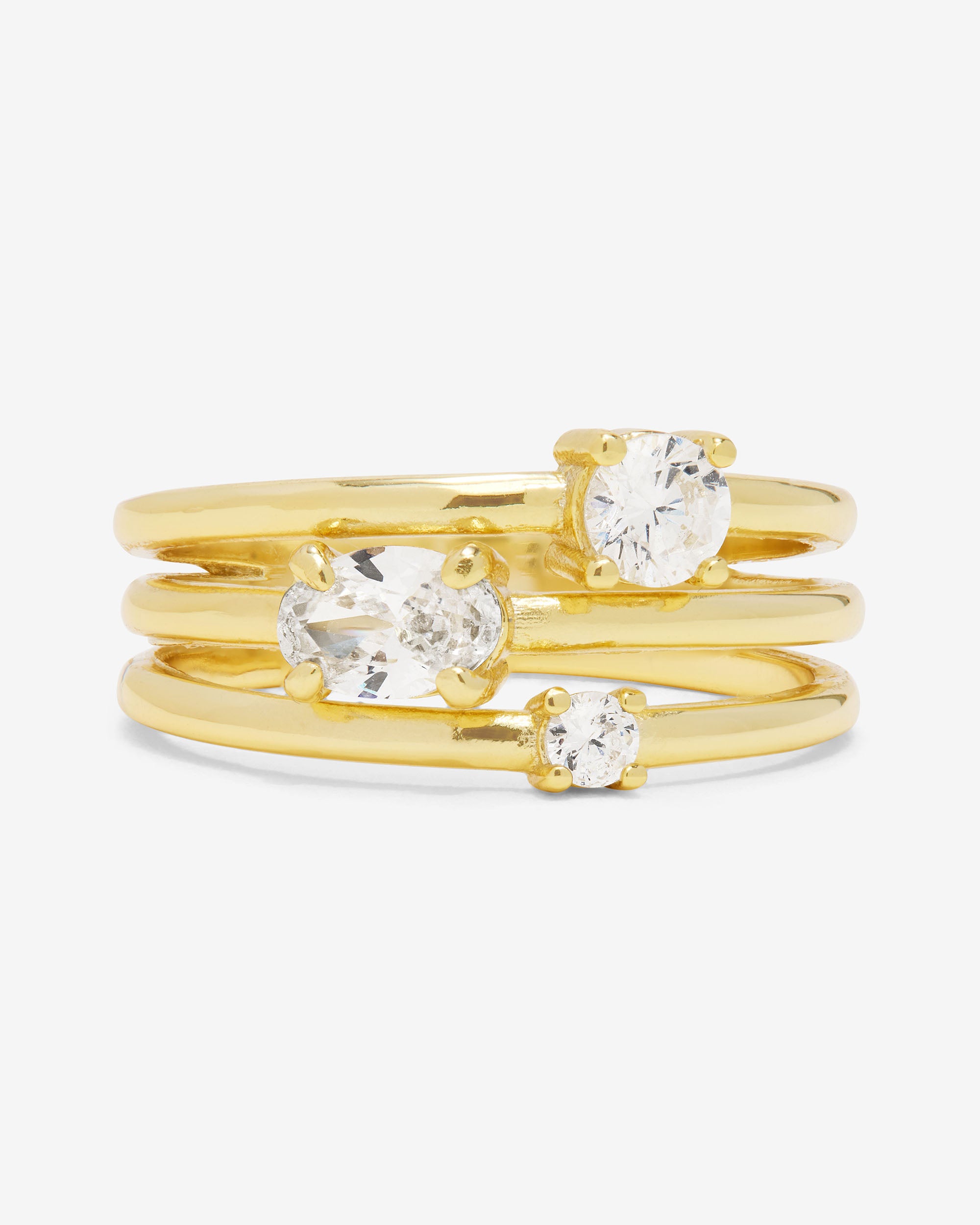 Nina Stacked Ring Gold With CZ