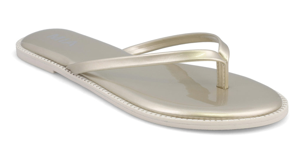Aster Patent Slide Sandals Gold
