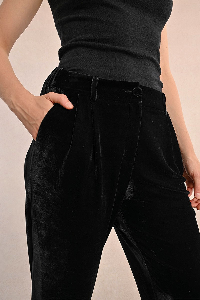 Velvet Cigarette Pants Black