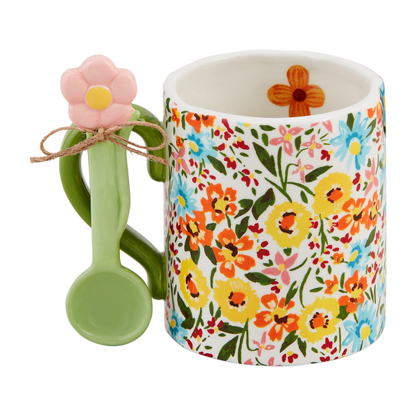 Floral Mug and Spoon Set