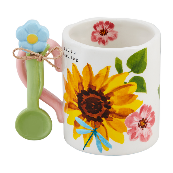 Floral Mug and Spoon Set