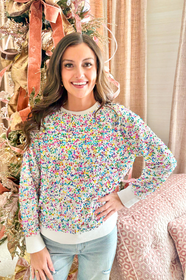 Fiesta Sequin Sweatshirt White