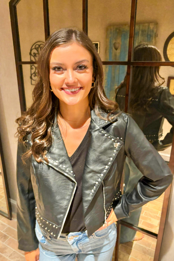 Studded Leather Jacket Black