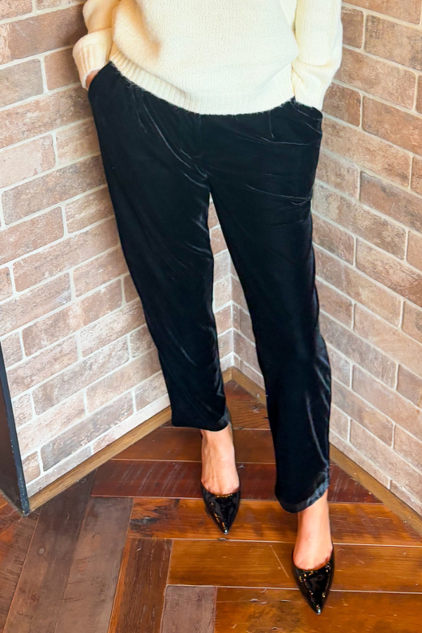 Velvet Cigarette Pants Black