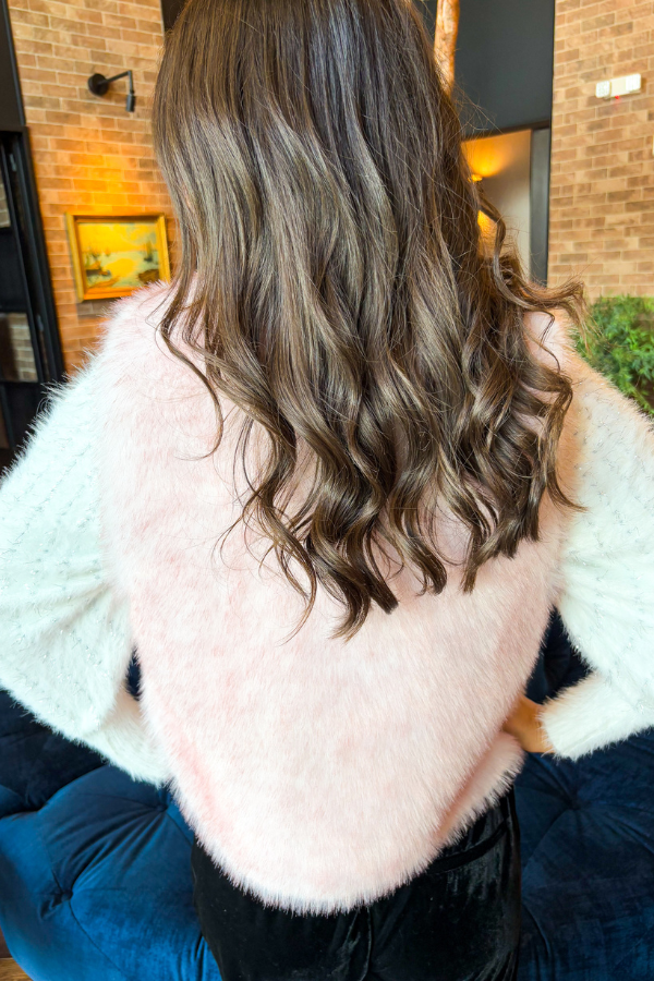 Long-Haired Sleeveless Vest Pink