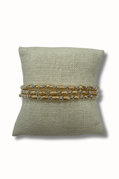 Metal Beaded Bracelets Set Of 3 Gold With Silver Beads - Beau Kisses