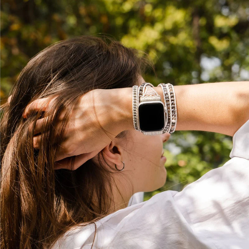 White Labradorite Apple Watch Strap One Size - Beau Kisses