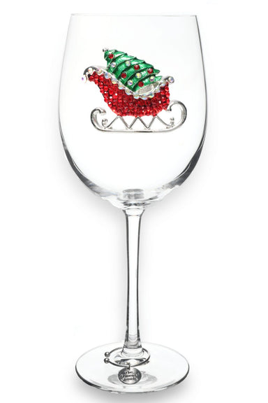 CHRISTMAS SLEIGH STEMMED WINE GLASS - Beau Kisses