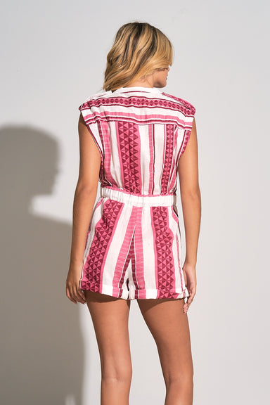 Sleeveless Romper White Fuchsia ONLINE ONLY - Beau Kisses