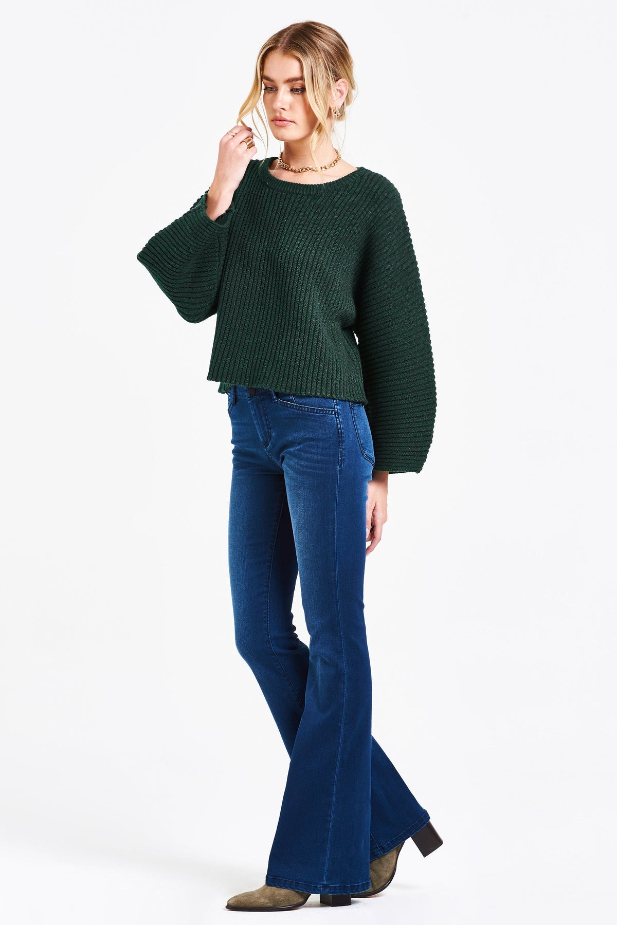 PARKER CREW NECK WIDE AND LONG SLEEVE RELAXED FIT CHRISTMAS GREEN