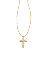 Kendra Scott Cross Gold Pendant Necklace White CZ Crystals