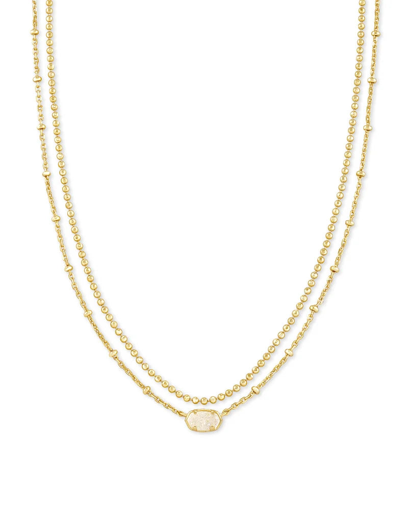 Emilie Multi Strand Necklace Gold Iridescent Drusy - Beau Kisses