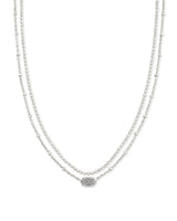 Emilie Multi Strand Necklace Rhodium Platinum Drusy - Beau Kisses