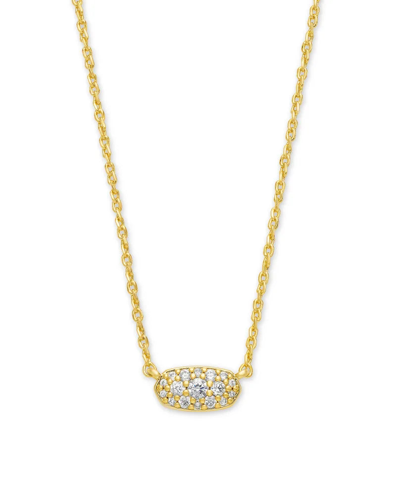 Grayson Crystal Pendant Necklace Gold Metal White Cz