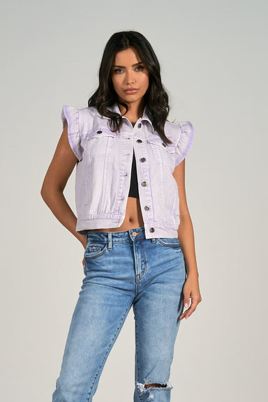 Jacket Ruffle Sleeveless Lilac - Beau Kisses